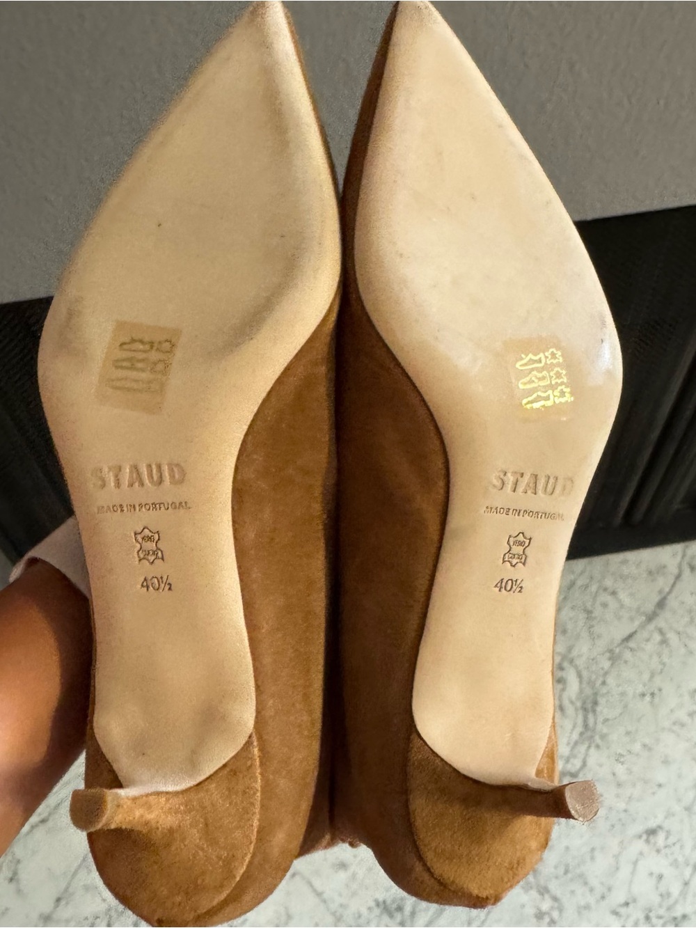 New Staud Sebastian Kitten Heel Suede Knee High Tan Boots Size EU 40.5 10.5 $595 - Picture 13 of 16